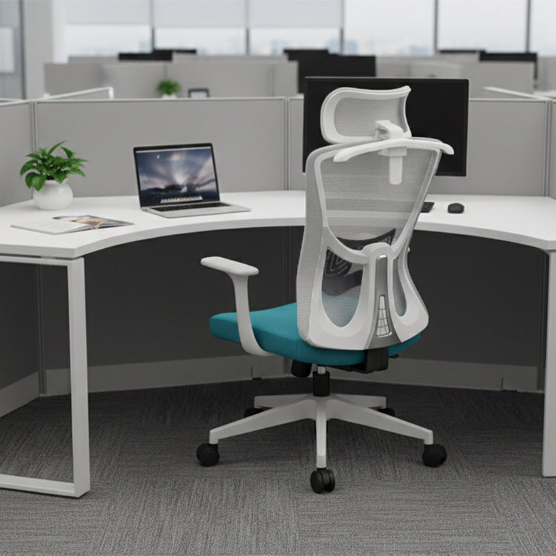 Modern Minimalist High-Back Mesh Office Chair - Adjustable Headrest Ergonomic Lumbar Support Silent Casters Desk Chair For Home Office Lumendat
