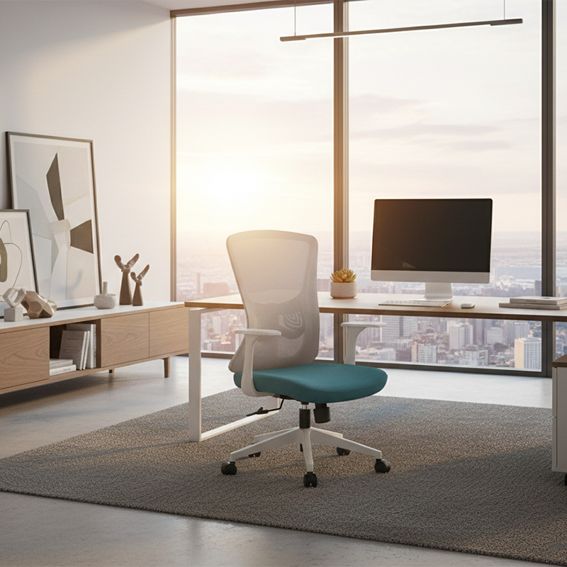Modern Minimalist Mid-Back Mesh Office Chair - Ergonomic Lumbar Support Breathable Backrest Desk Chair For Home Office Lumendat