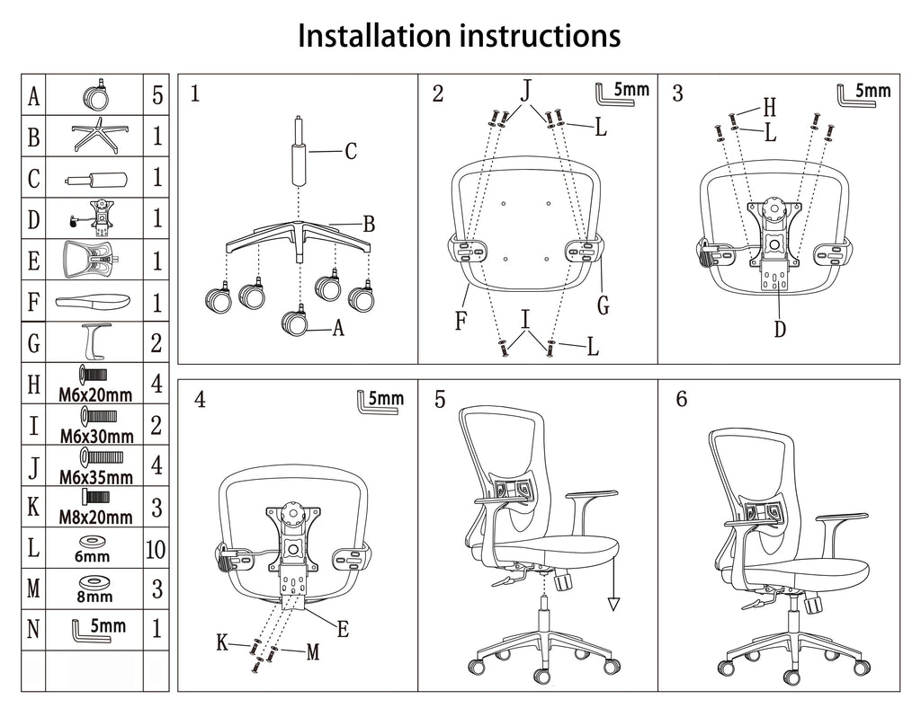 Modern Minimalist Mid-Back Mesh Office Chair - Ergonomic Lumbar Support Breathable Backrest Desk Chair For Home Office Lumendat