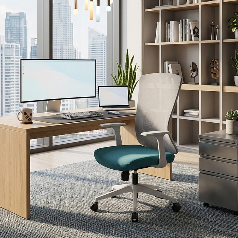 Modern Minimalist Mid-Back Mesh Office Chair - Ergonomic Lumbar Support Breathable Backrest Desk Chair For Home Office Lumendat
