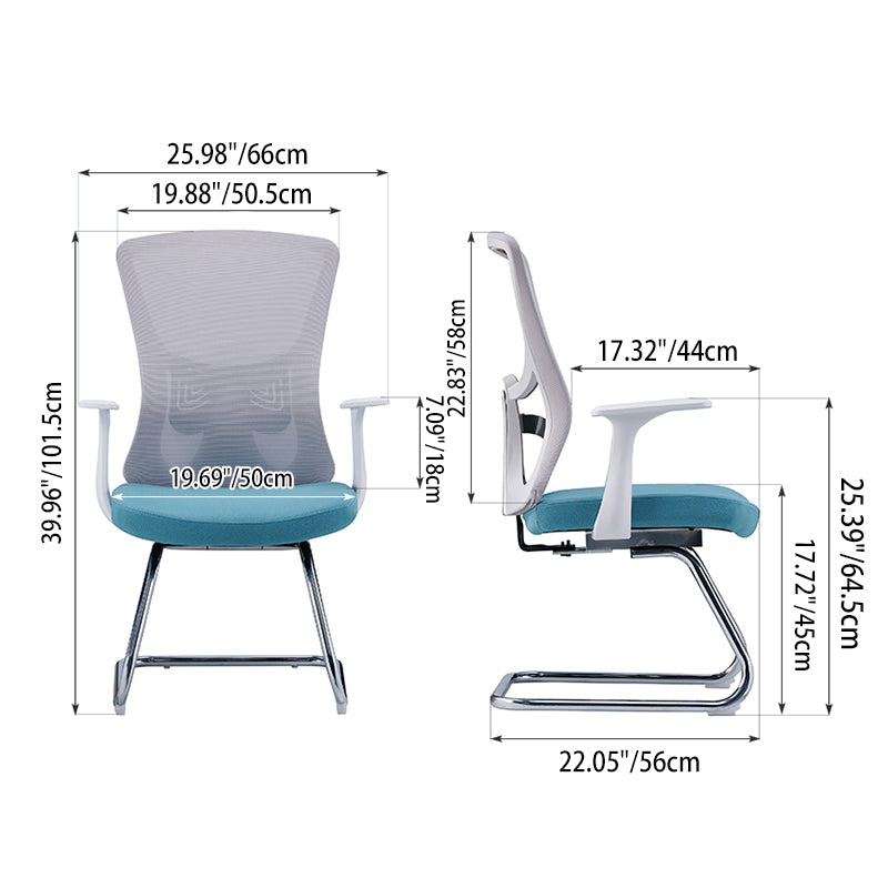 Modern Minimalist Mesh Cantilever Reception Chair - Breathable Backrest Ergonomic Lumbar Support Business-Ready Versatile Design Desk Chair For Home Office Lumendat