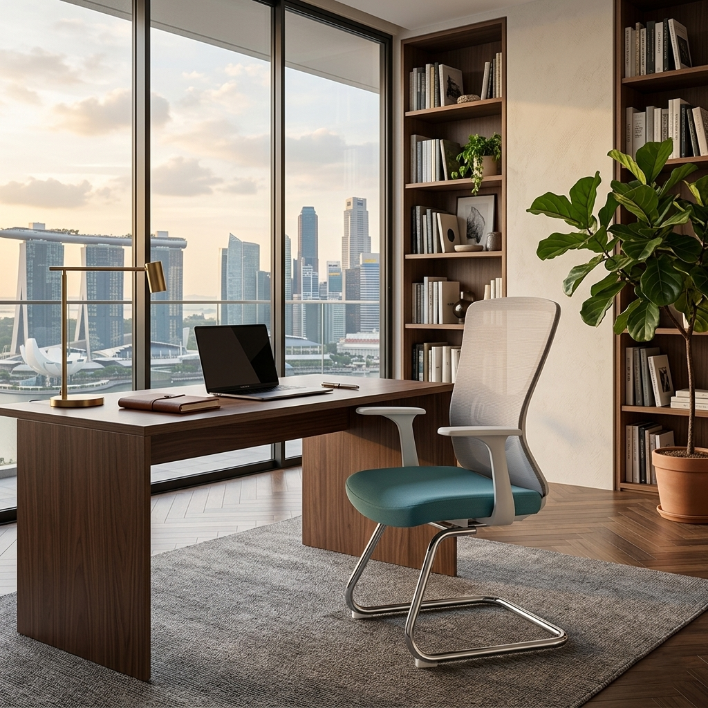 Modern Minimalist Mesh Cantilever Reception Chair - Breathable Backrest Ergonomic Lumbar Support Business-Ready Versatile Design Desk Chair For Home Office Lumendat