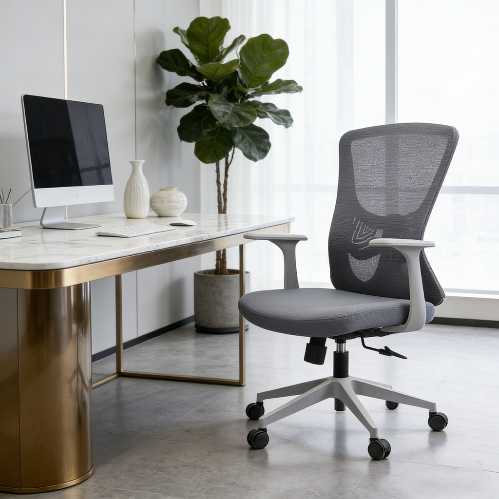 Minimalist Reinforced Mesh Desk Chair - Durable PP Base & Breathable Backrest Cost-Effective Seating Office Chair For Home Office Lumendat