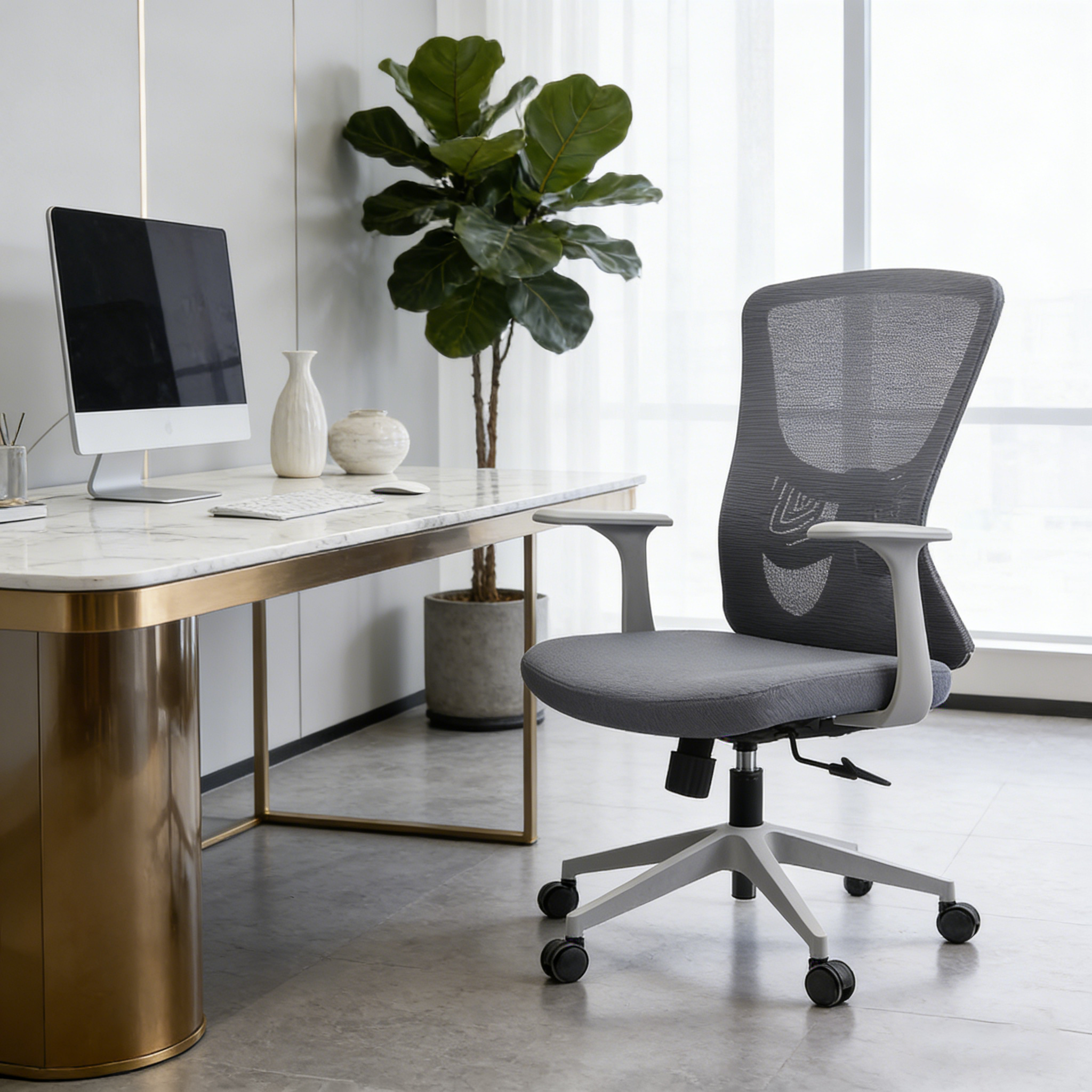 Minimalist Reinforced Mesh Desk Chair - Durable PP Base & Breathable Backrest Cost-Effective Seating Office Chair For Home Office Lumendat