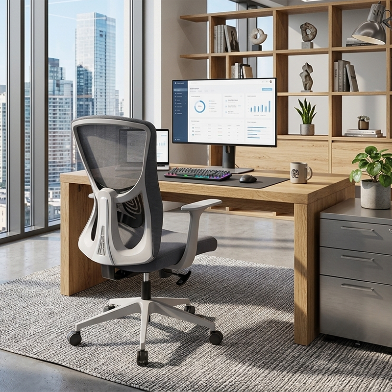 Minimalist Reinforced Mesh Desk Chair - Durable PP Base & Breathable Backrest Cost-Effective Seating Office Chair For Home Office Lumendat