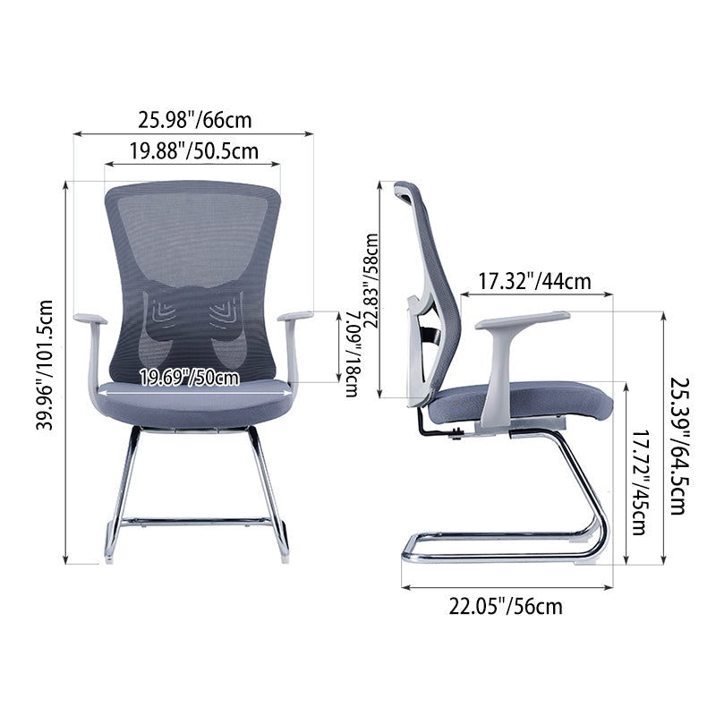 Modern Minimalist Mesh Cantilever Reception Chair - Breathable Mesh Ergonomic Electroplated Steel Frame Office Chair For Home Office Lumendat