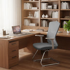 Modern Minimalist Mesh Cantilever Reception Chair - Breathable Mesh Ergonomic Electroplated Steel Frame Office Chair For Home Office Lumendat