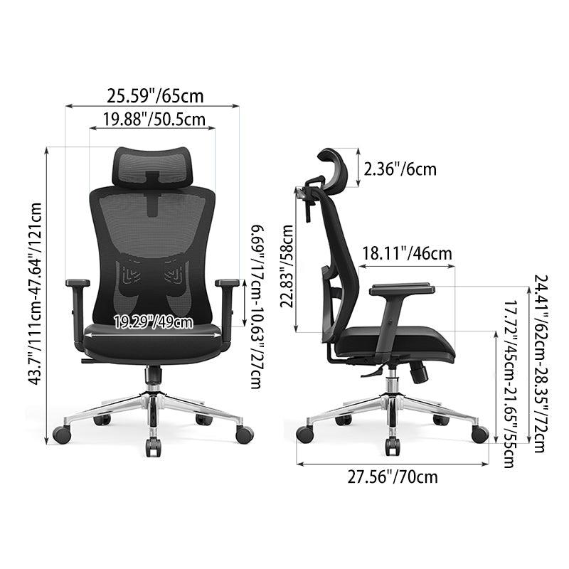 Modern Minimalist High-Back Mesh Executive Chair - High-Load Electroplated Base & Silent Casters Ergonomic Office Chair For Home Office Lumendat