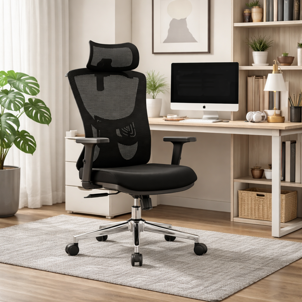 Modern Minimalist High-Back Mesh Executive Chair - High-Load Electroplated Base & Silent Casters Ergonomic Office Chair For Home Office Lumendat