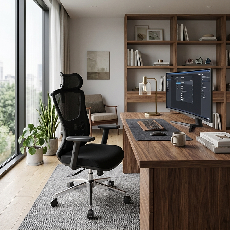 Modern Minimalist High-Back Mesh Executive Chair - High-Load Electroplated Base & Silent Casters Ergonomic Office Chair For Home Office Lumendat