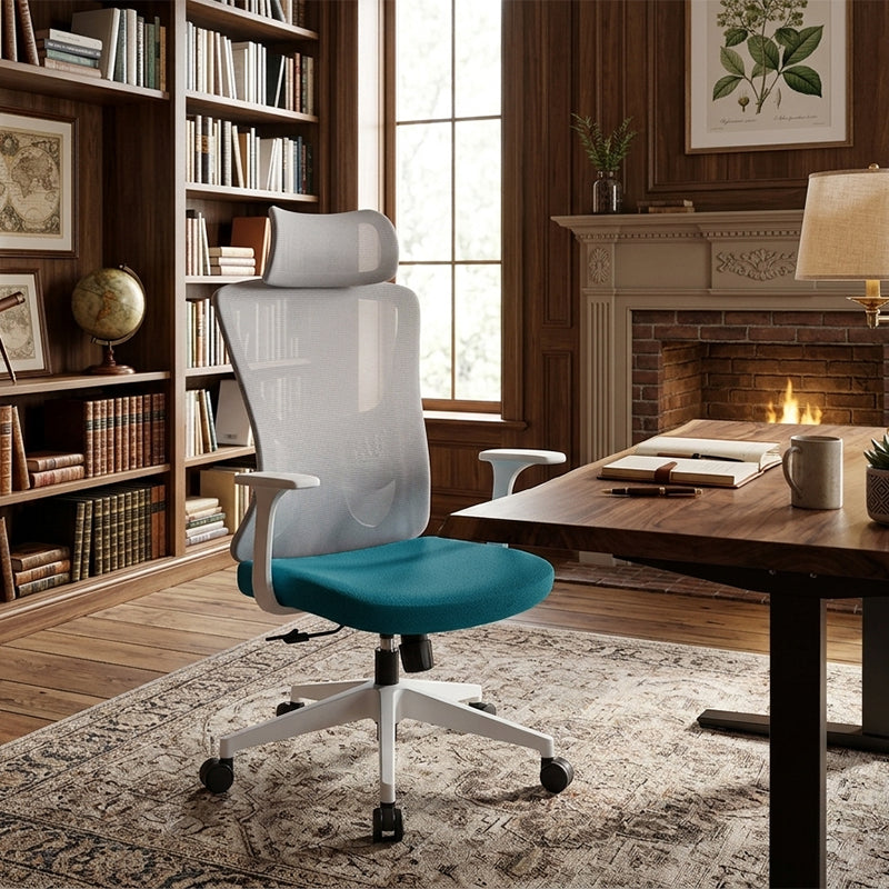 Sleek Minimalist Mesh High-Back Manager Chair - 2D Adjustable TPU Armrests Ergonomic Office Chair For Home Office Lumendat