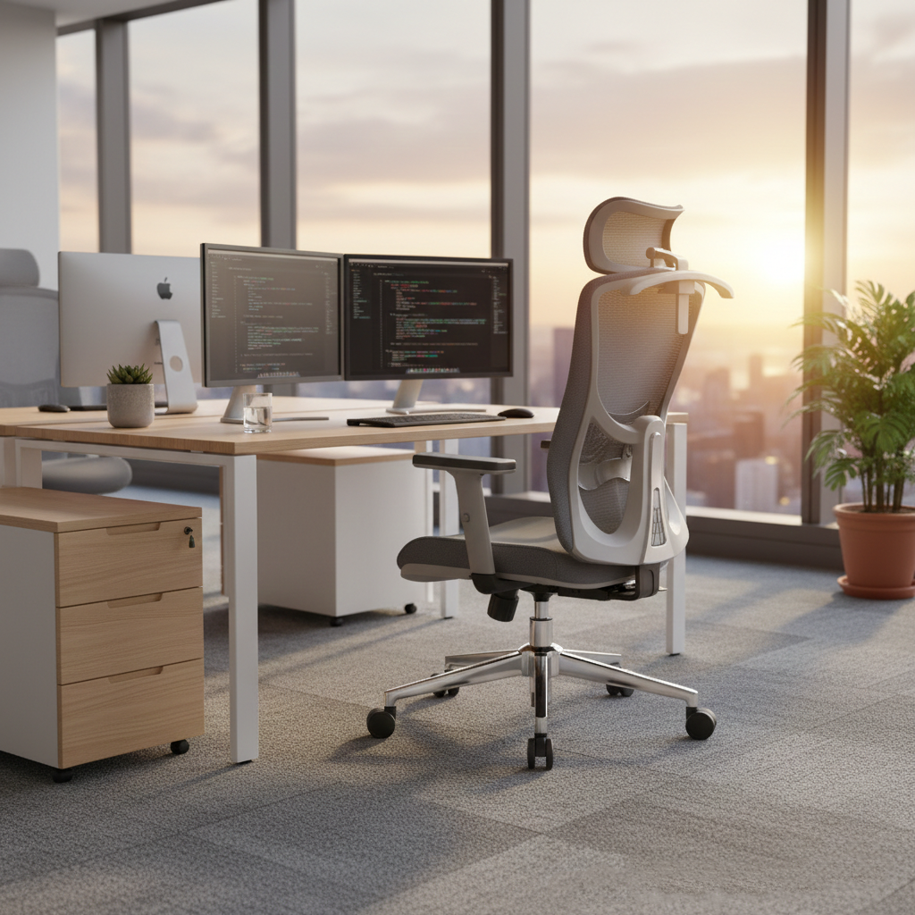 Modern Stylish High-Back Manager Office Chair - Soft Fixed Lumbar Support Electroplated Base Ergonomic Executive Chair For Home Office Lumendat