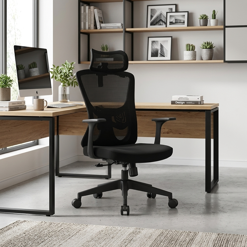 Versatile Minimalist Design High-Back Mesh Staff Chair - Soft Contoured Lumbar Support Office Chair For Home Office Lumendat