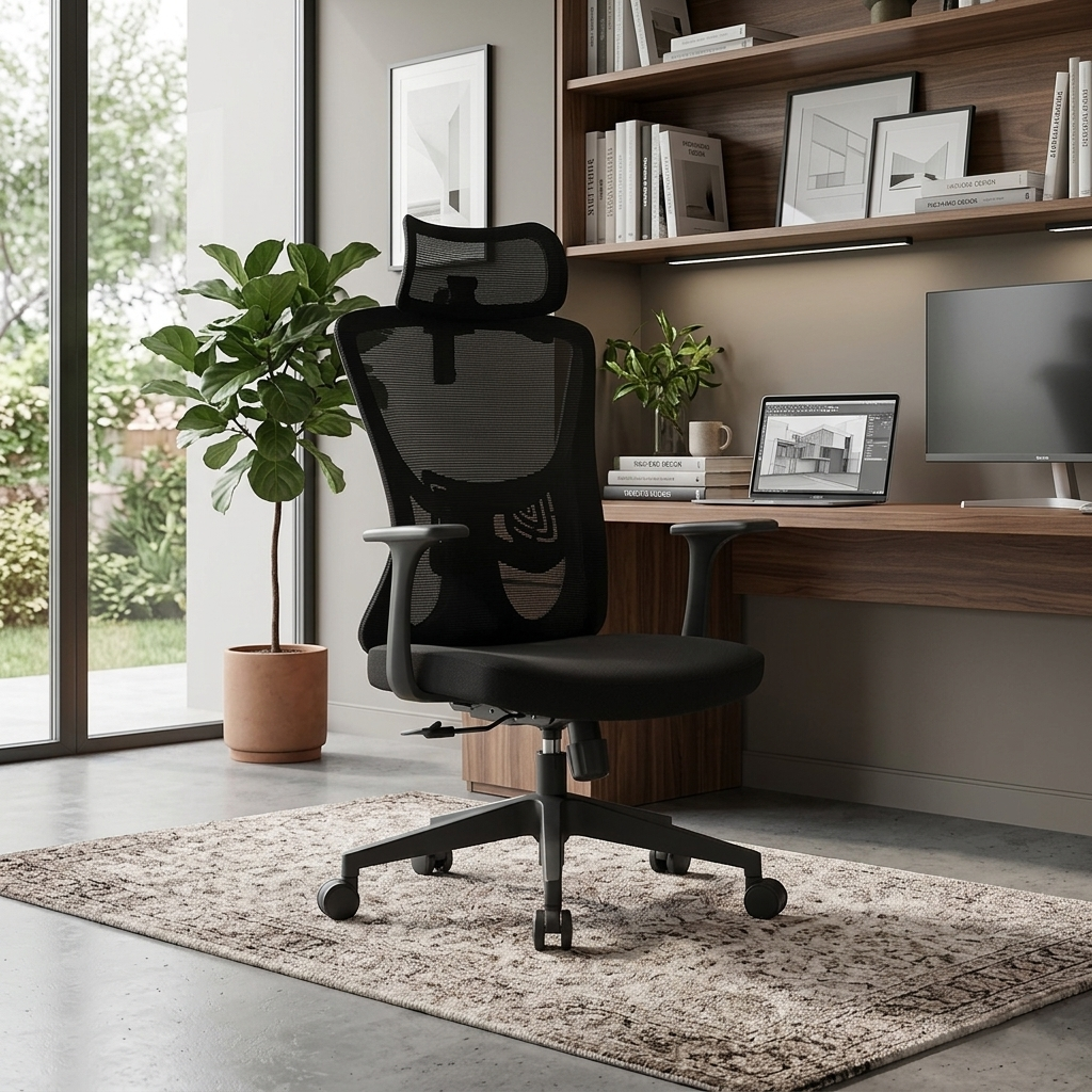 Versatile Minimalist Design High-Back Mesh Staff Chair - Soft Contoured Lumbar Support Office Chair For Home Office Lumendat