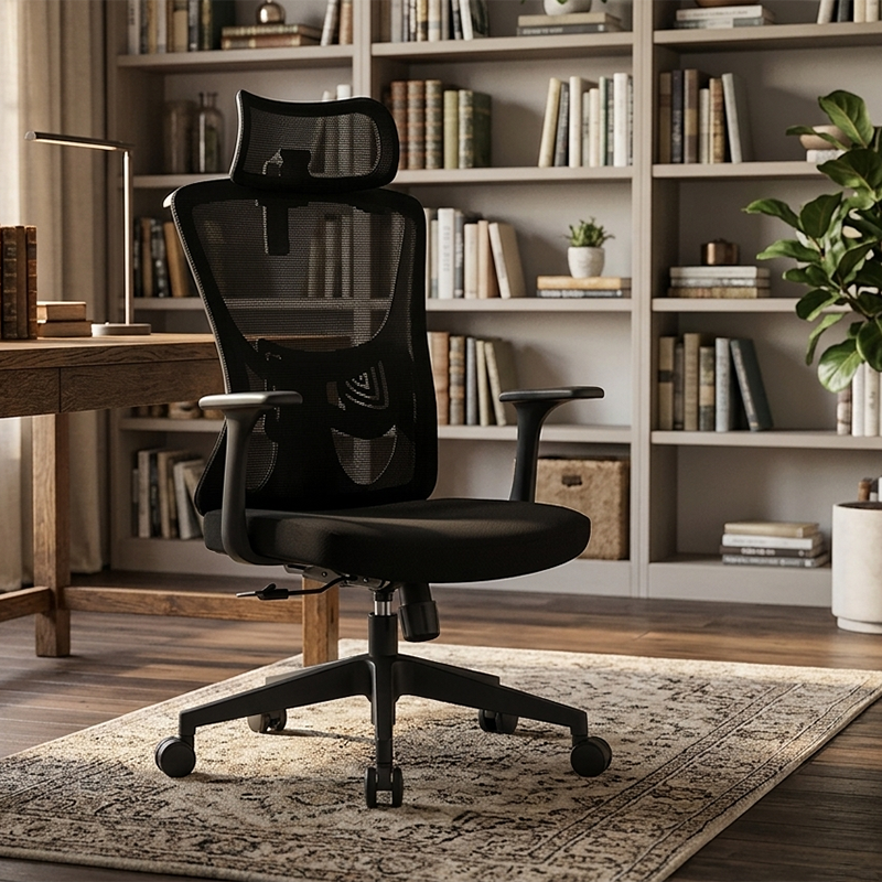 Versatile Minimalist Design High-Back Mesh Staff Chair - Soft Contoured Lumbar Support Office Chair For Home Office Lumendat