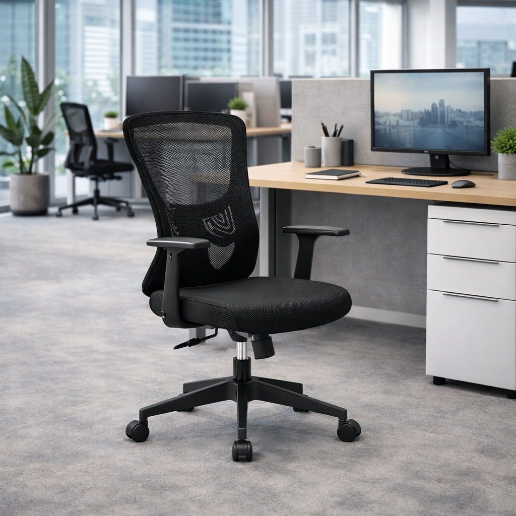 Modern Minimalist Mid-Back Mesh Office Staff Chair - Breathable Mesh Backrest Ergonomic Lumbar Support Desk Chair For Home Office Lumendat