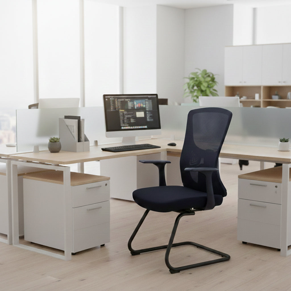 Versatile Business-Ready Design Mesh Cantilever Office Chair - Minimalist High-Strength Breathable Mesh Backrest Desk Chair For Home Office Lumendat