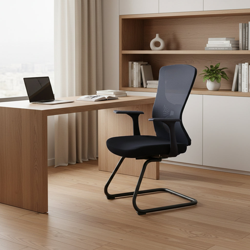 Versatile Business-Ready Design Mesh Cantilever Office Chair - Minimalist High-Strength Breathable Mesh Backrest Desk Chair For Home Office Lumendat
