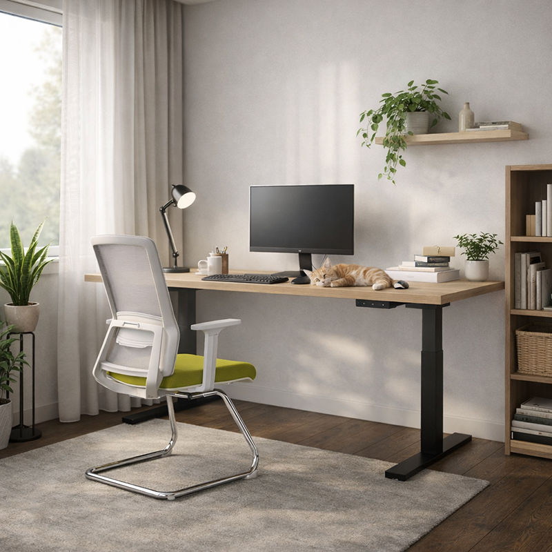 Modern Minimalist Aesthetic Mesh Reception Desk Chair With Lumbar Support - Electroplated Steel Frame Office Chair For Home Office Lumendat