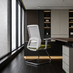 Modern Minimalist Aesthetic Mesh Reception Desk Chair With Lumbar Support - Electroplated Steel Frame Office Chair For Home Office Lumendat