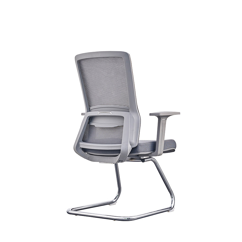 Modern Gray Ergonomic Mesh Visitor Chair With Lumbar Support - Heavy-Duty Cantilever Desk Chair With Electroplated Steel Frame For Home Office Lumendat