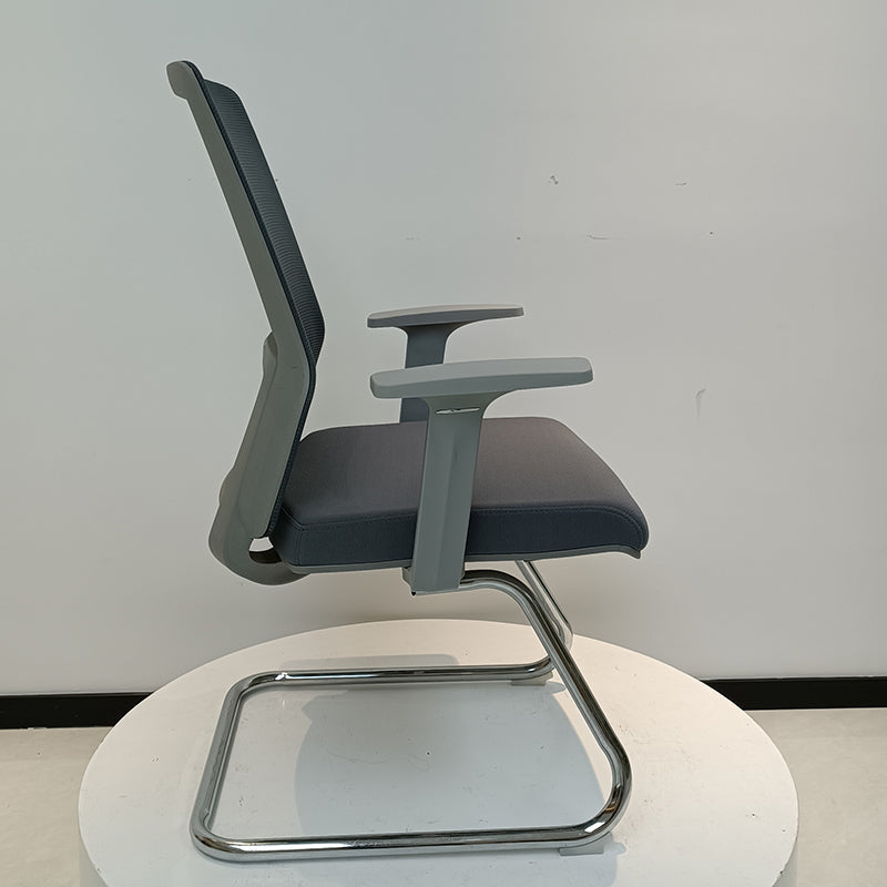 Modern Gray Ergonomic Mesh Visitor Chair With Lumbar Support - Heavy-Duty Cantilever Desk Chair With Electroplated Steel Frame For Home Office Lumendat