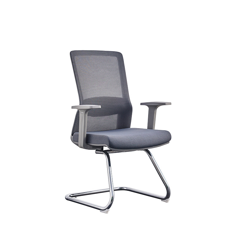 Modern Gray Ergonomic Mesh Visitor Chair With Lumbar Support - Heavy-Duty Cantilever Desk Chair With Electroplated Steel Frame For Home Office Lumendat