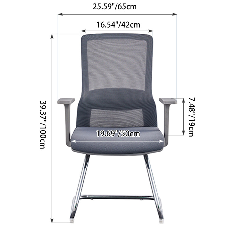 Modern Gray Ergonomic Mesh Visitor Chair With Lumbar Support - Heavy-Duty Cantilever Desk Chair With Electroplated Steel Frame For Home Office Lumendat
