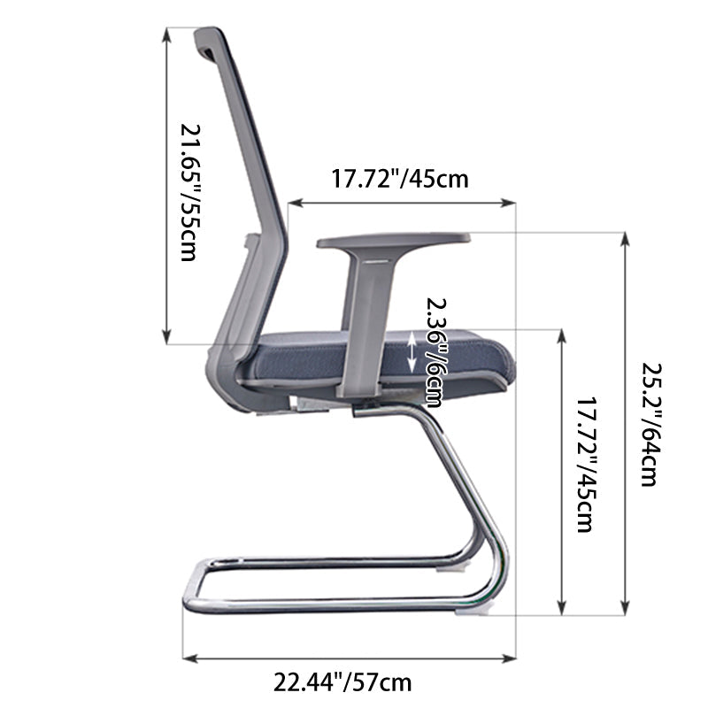 Modern Gray Ergonomic Mesh Visitor Chair With Lumbar Support - Heavy-Duty Cantilever Desk Chair With Electroplated Steel Frame For Home Office Lumendat