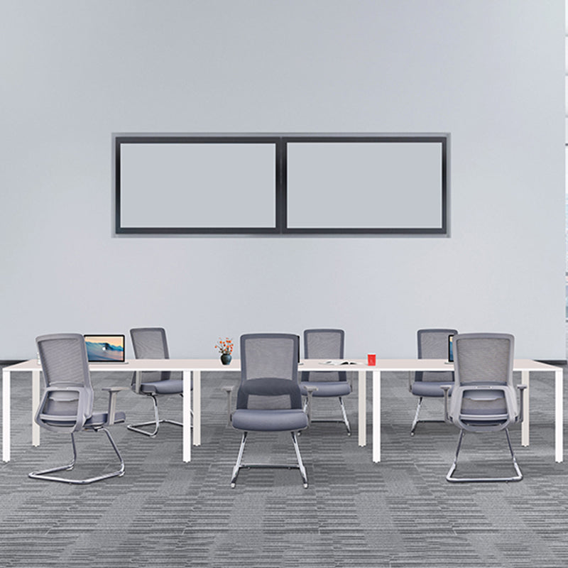 Modern Gray Ergonomic Mesh Visitor Chair With Lumbar Support - Heavy-Duty Cantilever Desk Chair With Electroplated Steel Frame For Home Office Lumendat