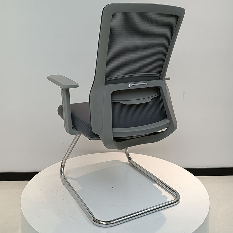 Modern Gray Ergonomic Mesh Visitor Chair With Lumbar Support - Heavy-Duty Cantilever Desk Chair With Electroplated Steel Frame For Home Office Lumendat
