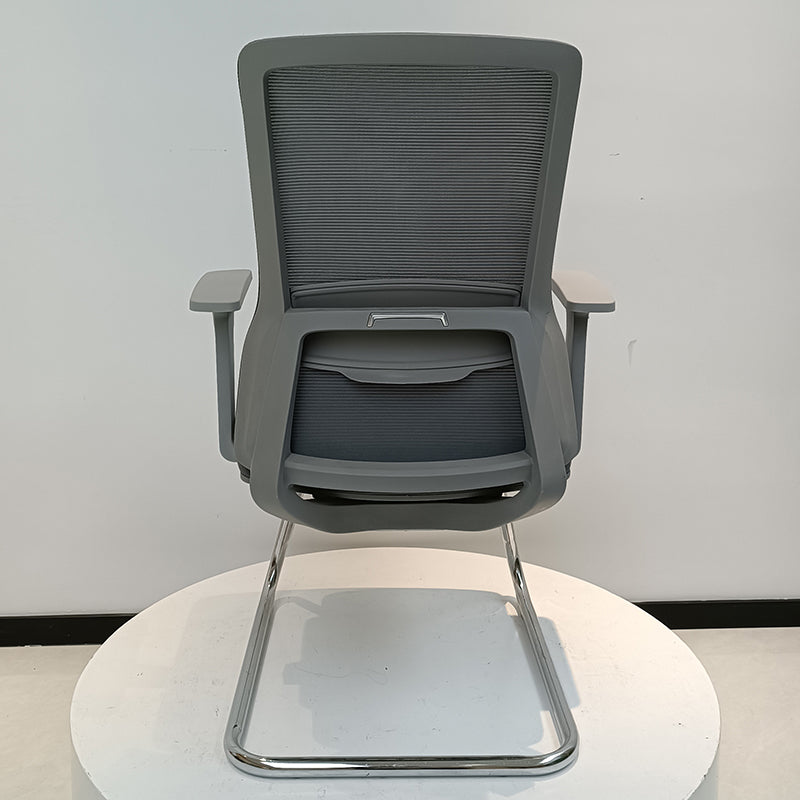 Modern Gray Ergonomic Mesh Visitor Chair With Lumbar Support - Heavy-Duty Cantilever Desk Chair With Electroplated Steel Frame For Home Office Lumendat