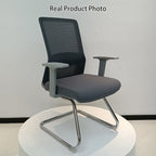 Modern Gray Ergonomic Mesh Visitor Chair With Lumbar Support - Heavy-Duty Cantilever Desk Chair With Electroplated Steel Frame For Home Office Lumendat