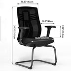Modern Ergonomic Executive Mesh Desk Chair With Adjustable Lumbar Support - Black Sled Base Meeting Seating Office Chair For Home Office Lumendat