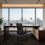 Modern Ergonomic Executive Mesh Desk Chair With Adjustable Lumbar Support - Black Sled Base Meeting Seating Office Chair For Home Office Lumendat