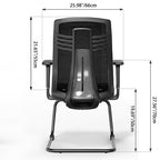 Modern Ergonomic Executive Mesh Desk Chair With Adjustable Lumbar Support - Black Sled Base Meeting Seating Office Chair For Home Office Lumendat