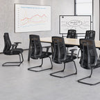 Modern Ergonomic Executive Mesh Desk Chair With Adjustable Lumbar Support - Black Sled Base Meeting Seating Office Chair For Home Office Lumendat
