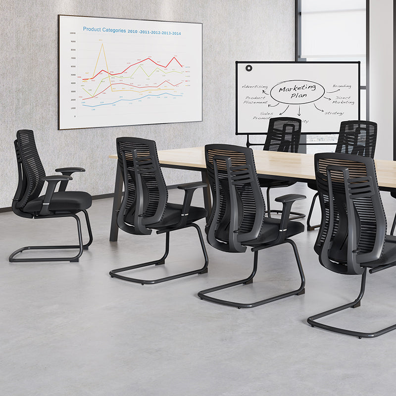 Modern Ergonomic Executive Mesh Desk Chair With Adjustable Lumbar Support - Black Sled Base Meeting Seating Office Chair For Home Office Lumendat