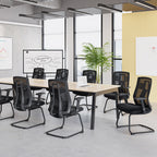 Modern Ergonomic Executive Mesh Desk Chair With Adjustable Lumbar Support - Black Sled Base Meeting Seating Office Chair For Home Office Lumendat