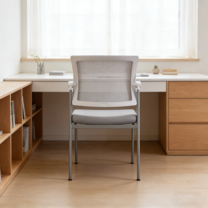 Modern Ergonomic White & Gray Mesh Office Chair - Professional Meeting & Guest Seating With Heavy-Duty Steel Base Desk Chair For Home Office Lumendat