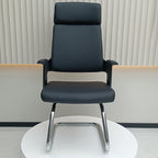 Modern Executive High-Back Black PU Leather Desk Chair - Cantilever Office Chair With 180° Swivel & Auto-Return Function For Home Office Lumendat