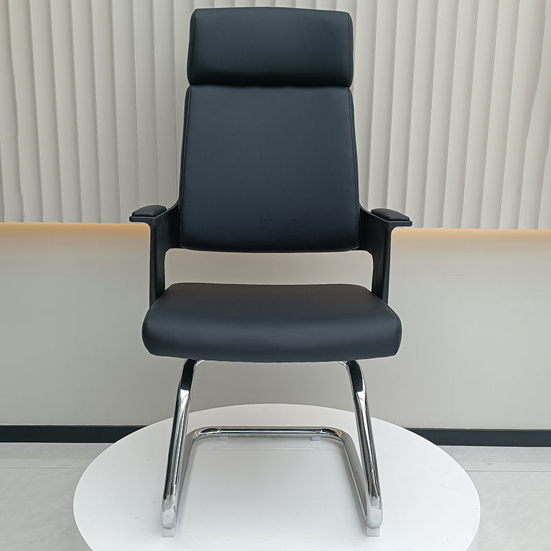 Modern Executive High-Back Black PU Leather Desk Chair - Cantilever Office Chair With 180° Swivel & Auto-Return Function For Home Office Lumendat