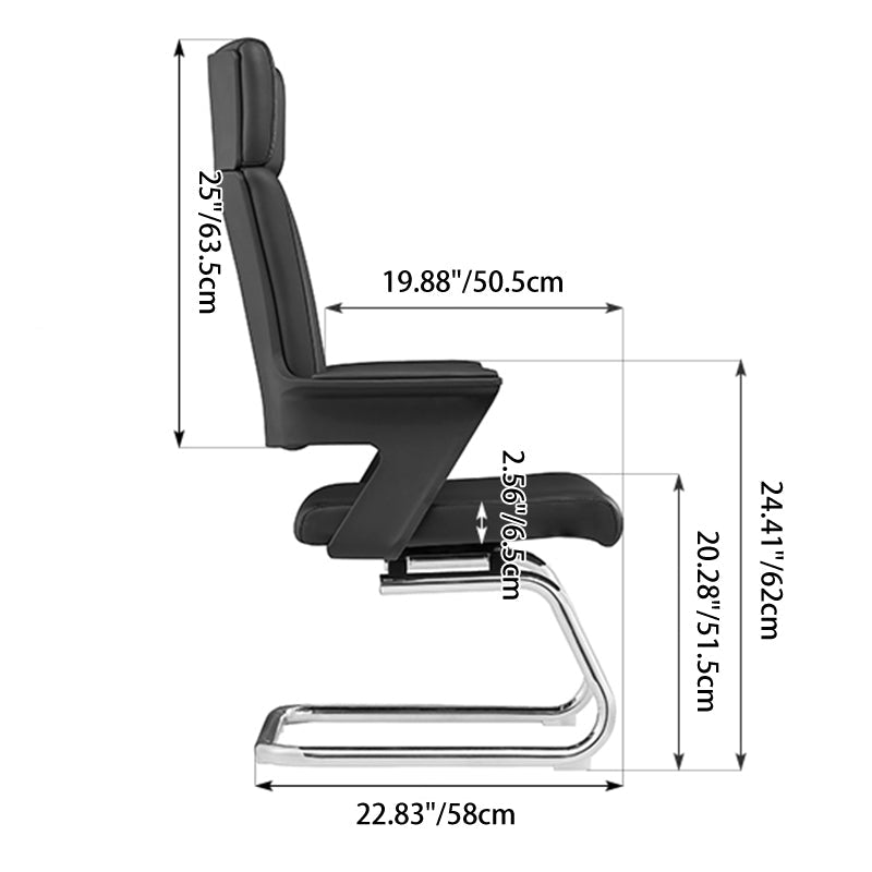 Modern Executive High-Back Black PU Leather Desk Chair - Cantilever Office Chair With 180° Swivel & Auto-Return Function For Home Office Lumendat