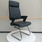 Modern Executive High-Back Black PU Leather Desk Chair - Cantilever Office Chair With 180° Swivel & Auto-Return Function For Home Office Lumendat