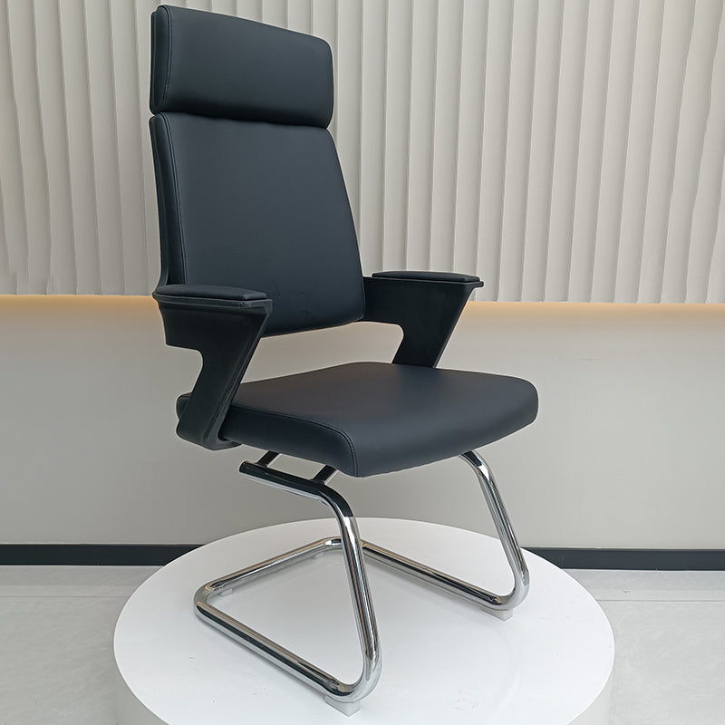 Modern Executive High-Back Black PU Leather Desk Chair - Cantilever Office Chair With 180° Swivel & Auto-Return Function For Home Office Lumendat