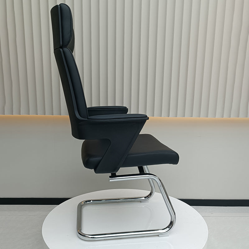 Modern Executive High-Back Black PU Leather Desk Chair - Cantilever Office Chair With 180° Swivel & Auto-Return Function For Home Office Lumendat
