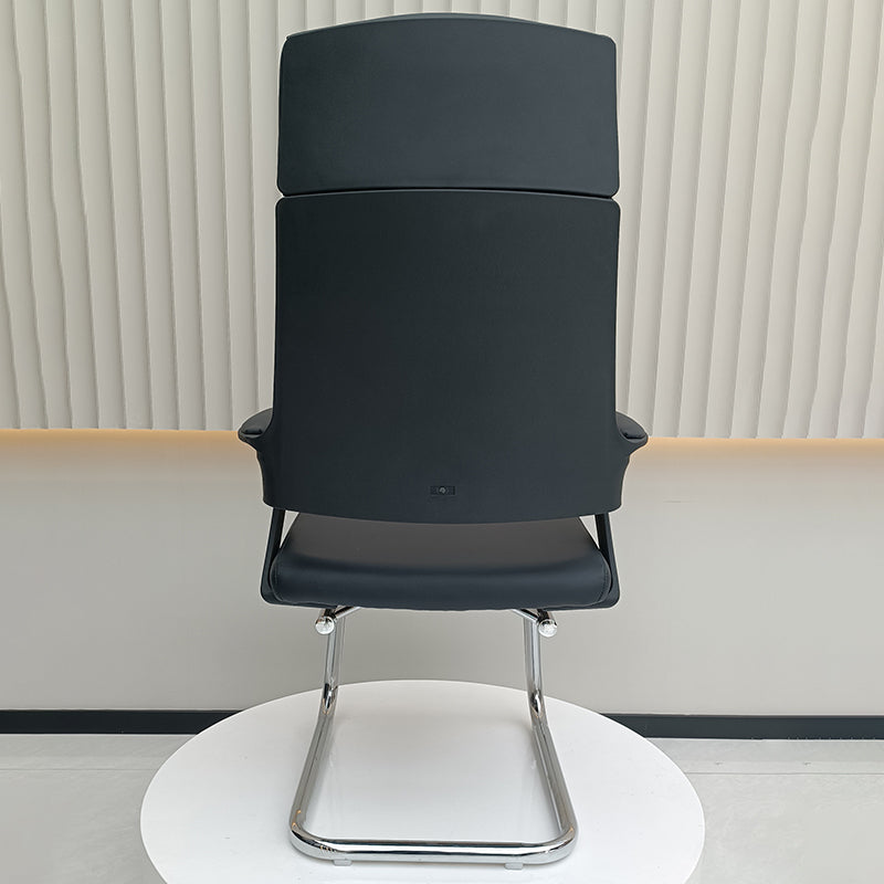 Modern Executive High-Back Black PU Leather Desk Chair - Cantilever Office Chair With 180° Swivel & Auto-Return Function For Home Office Lumendat