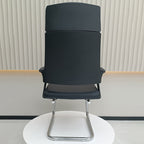 Modern Executive High-Back Black PU Leather Desk Chair - Cantilever Office Chair With 180° Swivel & Auto-Return Function For Home Office Lumendat