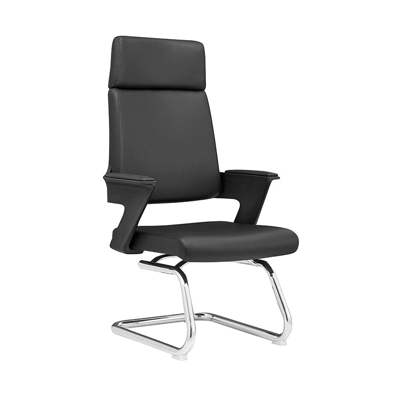 Modern Executive High-Back Black PU Leather Desk Chair - Cantilever Office Chair With 180° Swivel & Auto-Return Function For Home Office Lumendat