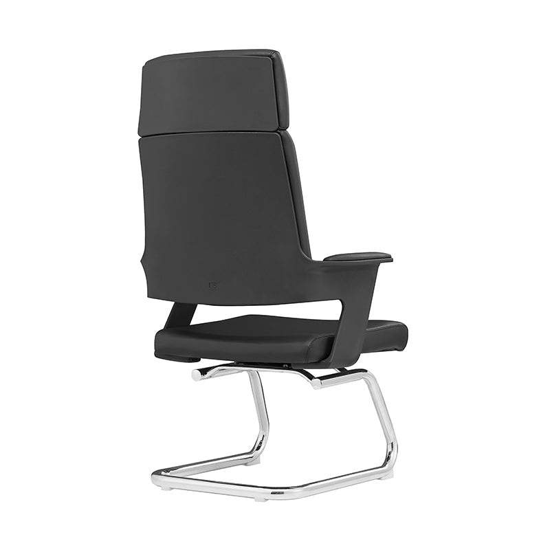 Modern Executive High-Back Black PU Leather Desk Chair - Cantilever Office Chair With 180° Swivel & Auto-Return Function For Home Office Lumendat